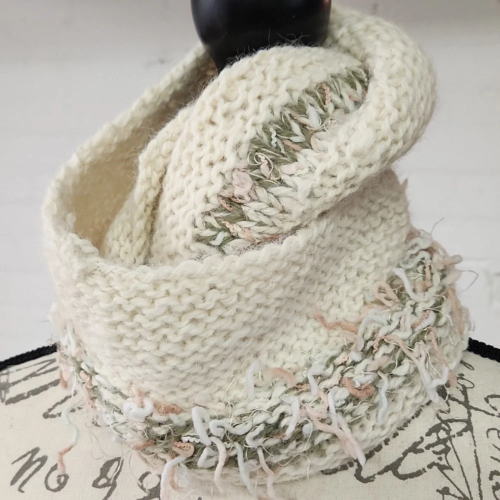 Handmade Infinity Scarf Alpaca Wool Cream